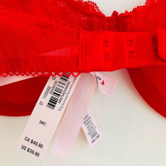 ❤️ VS Red Lace Bra, 38C NWT ❤️ - Picture 7 of 9